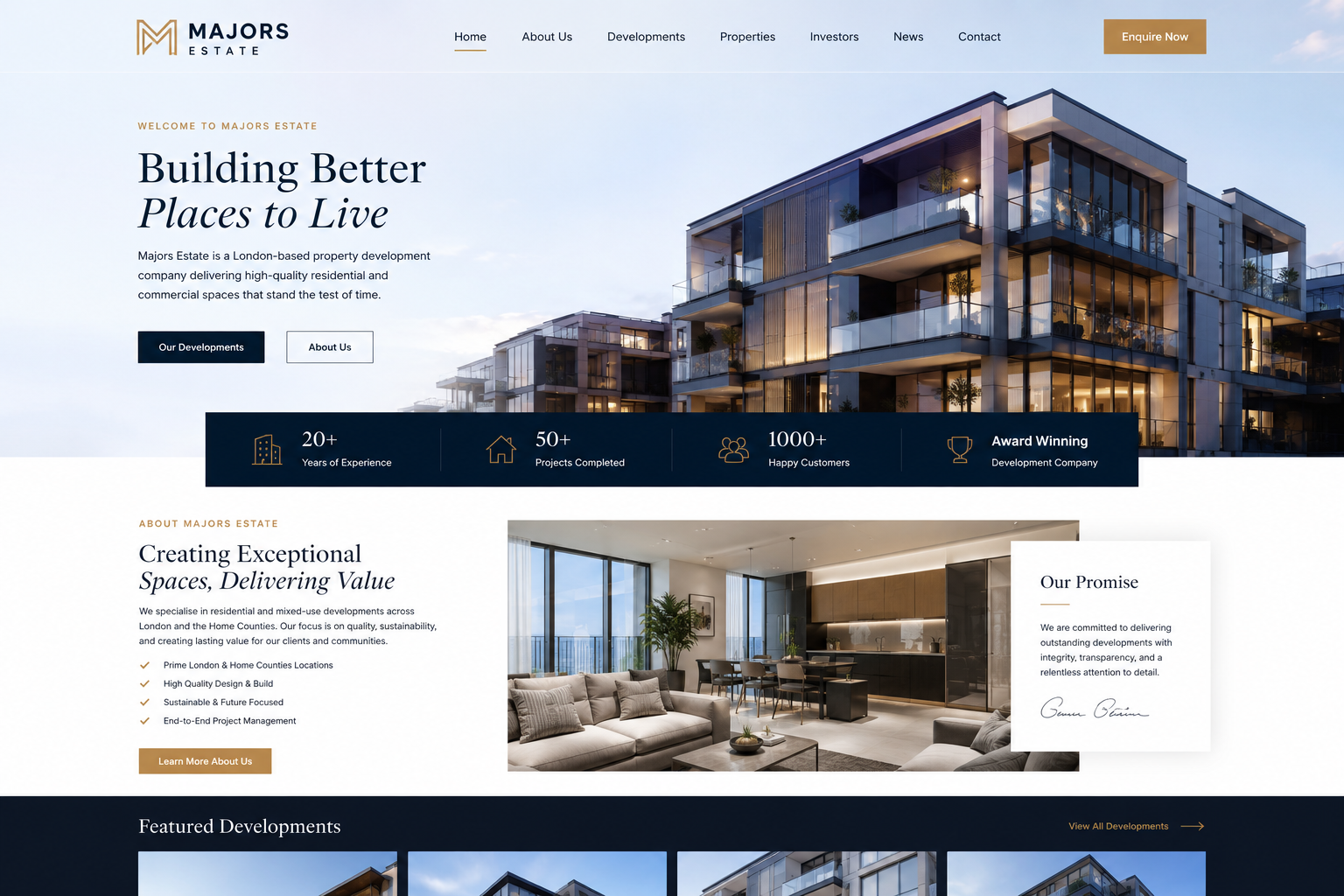 majors estate website design